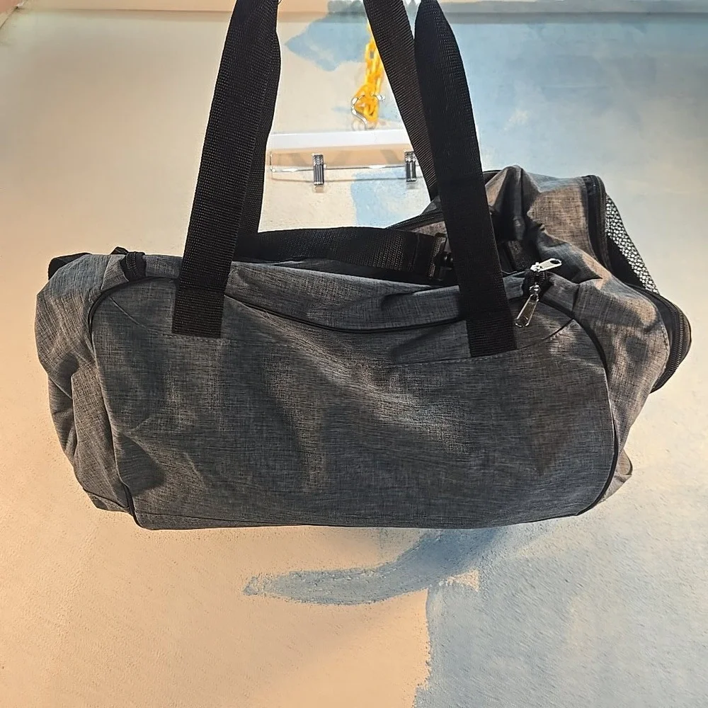 NRA Duffel Gym Bag National Rifle Association‎ Grey Heather Canvas Mesh Carry-On